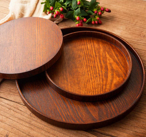 Round Natural Wood Serving Tray